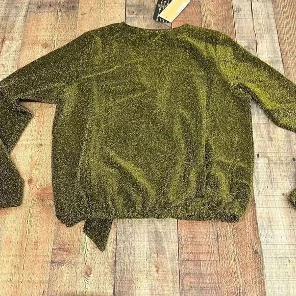 NWT Michael Kors Faux Tie Wrap Black/Gold Blouse - Picture 7 of 9